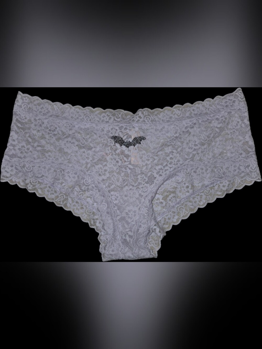 Victoria's Secret Halloween Blingy Bat Lilac/Black Cheeky Lace Panties Size XL